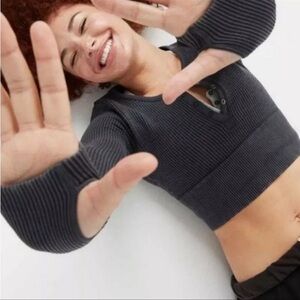 offline by aerie button waffle thermal crop top